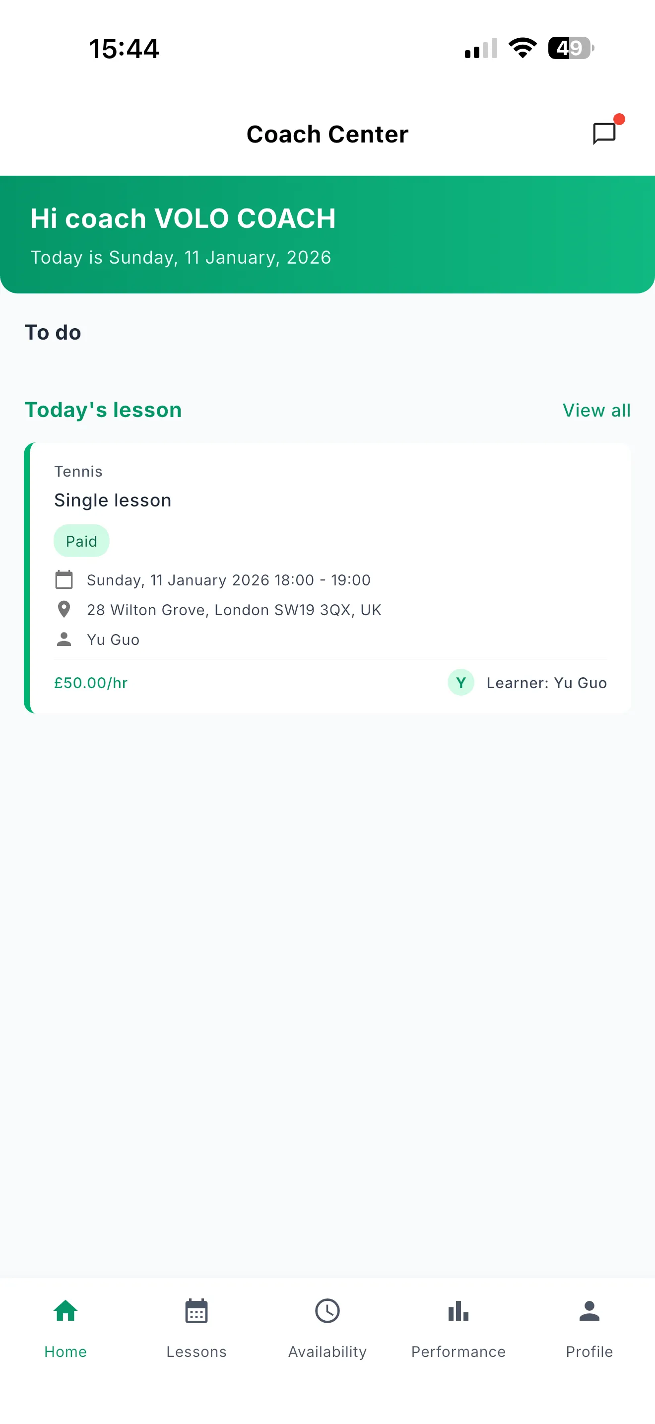 volocoach App Homepage Mockup