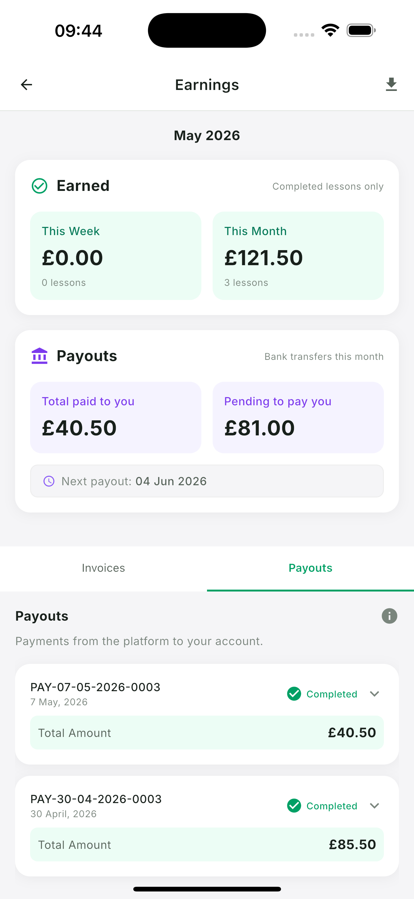 Coach Payment Dashboard